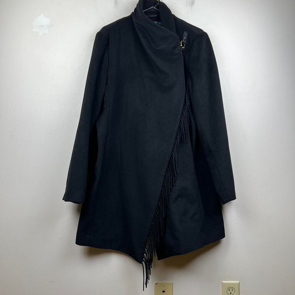 Lauren Ralph Lauren Cape Dress Coat With Fringe Detail Size XL